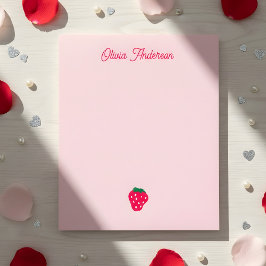 Pink Strawberry Valentines Day Personalized Name ノートパッド