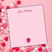 Pink Strawberry Valentines Day Personalized Name ノートパッド