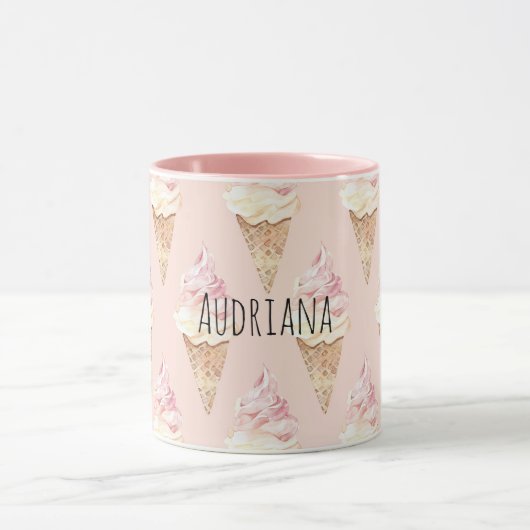 Pink Strawberry Vanilla Ice Cream Cones マグカップ (中央)