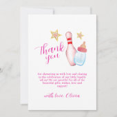 Pink Strike Up Some Fun Bowling Girl Baby Shower  サンキューカード (正面)