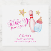 Pink Strike Up Some Fun Bowling Sport Baby Shower  スパークリングワインラベル (シングルラベル)