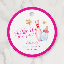 Pink Strike Up Some Fun Bowling Sport Baby Shower  フェイバータグ