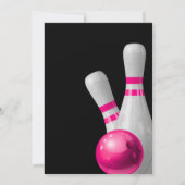 Pink Strike Up Some fun girl bowling birthday 招待状 (裏面)