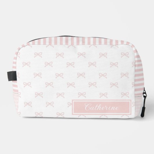 Pink Stripe Bow Pattern Gingham Coquette Cosmetic  ドップキット (正面)
