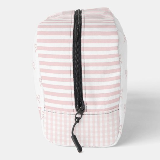 Pink Stripe Bow Pattern Gingham Coquette Cosmetic  ドップキット (右)