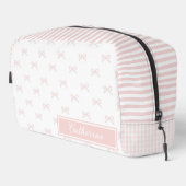 Pink Stripe Bow Pattern Gingham Coquette Cosmetic  ドップキット (右コーナー)