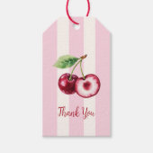Pink Stripe Cherry Illustration Thank You Tag ギフトタグ (正面)