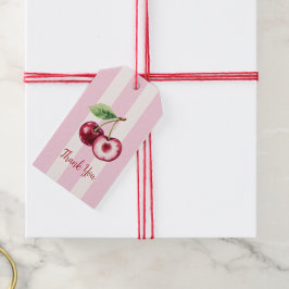 Pink Stripe Cherry Illustration Thank You Tag ギフトタグ