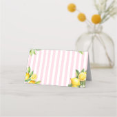 Pink Stripe Citrus Lemon Ciao Bambina Place Card プレイスカード (裏面)