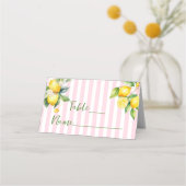 Pink Stripe Citrus Lemon Ciao Bambina Place Card プレイスカード (正面)