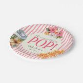 Pink Stripe Citrus POP Baby Shower Plates ペーパープレート (アングル)