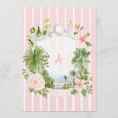 Pink Stripe Coastal Sun Palm Bridal Shower 招待状 (裏面)