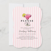 Pink Stripe Cocktail Bridal Shower Party 招待状 (正面)