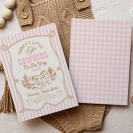 Pink Stripe Cowgirl Baby Shower Invitation 招待状