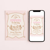 Pink Stripe Cowgirl Baby Shower Invitation 招待状