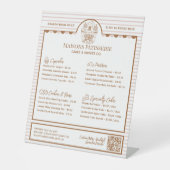 Pink Stripe Cupcake Shop Bakery Menu Price List 台座サイン (正面)