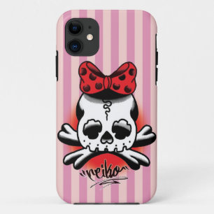 Pink Stripe Dokuro-Chan iPhone 11 ケース