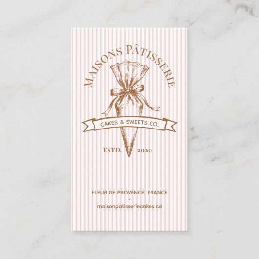 Pink Stripe Floral Baking Utensils Pastry Bakery  名刺 (正面)