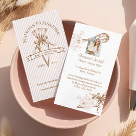Pink Stripe Floral Baking Utensils Pastry Bakery  名刺