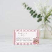 Pink Stripe Floral New Chapter Begins Baby shower エンクロージャーカード (スタンド正面)