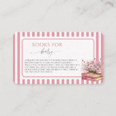 Pink Stripe Floral New Chapter Begins Baby shower エンクロージャーカード (正面)