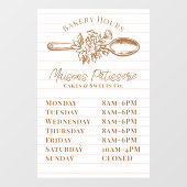 Pink Stripe Floral Spoon Bakery Shop Store Hours ウィンドウサイン (シート)