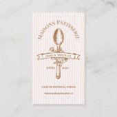 Pink Stripe Floral Spoon Pastry Cakes Bakery Chef 名刺 (正面)