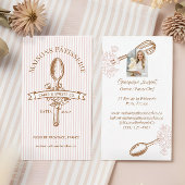 Pink Stripe Floral Spoon Pastry Cakes Bakery Chef 名刺