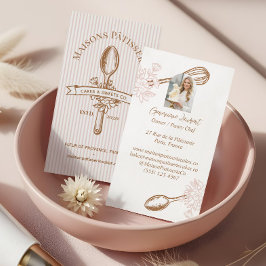 Pink Stripe Floral Spoon Pastry Cakes Bakery Chef 名刺