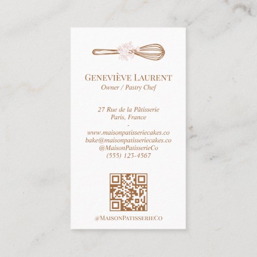 Pink Stripe Floral Whisk Baking Utensil Bakery 名刺 (裏面)