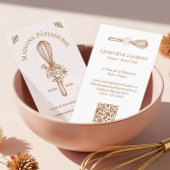 Pink Stripe Floral Whisk Baking Utensil Bakery 名刺