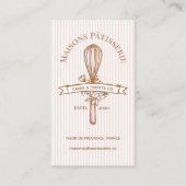 Pink Stripe Floral Whisk Pastry Cakes Bakery Chef 名刺 (正面)