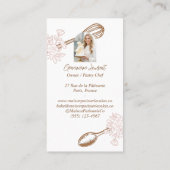 Pink Stripe Floral Whisk Spoon Pastry Bakery Chef 名刺 (裏面)