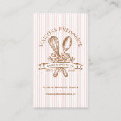 Pink Stripe Floral Whisk Spoon Pastry Bakery Chef 名刺 (正面)