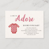 Pink Stripe Girly Adore Book Request Baby Shower  エンクロージャーカード (正面)