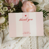 Pink Stripe Heart Valentine Baby Shower サンキューカード