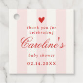 Pink Stripe Heart Valentine Baby Shower フェイバータグ (正面)