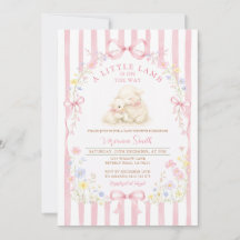 Pink Stripe Little Lamb Baby Shower Floral