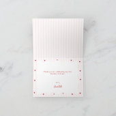 Pink Stripe Red Heart Little Sweetheart Birthday サンキューカード (内部)