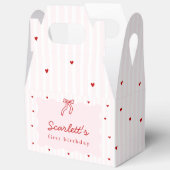 Pink Stripe Red Heart Little Sweetheart Birthday フェイバーボックス (見開き)