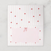 Pink Stripe Red Heart Little Sweetheart Birthday プレイスカード (外部開封)