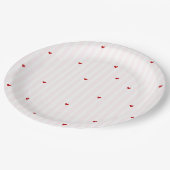 Pink Stripe Red Heart Little Sweetheart Birthday ペーパープレート (アングル)