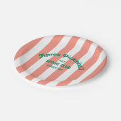  Pink Stripe Retro Après Pickleball Social Club ペーパープレート (アングル)