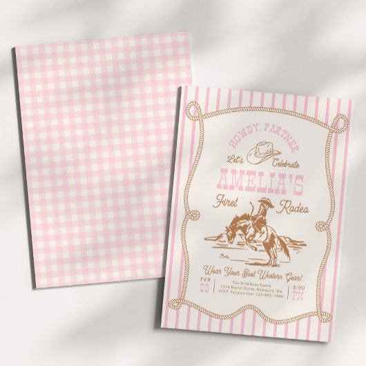 Pink Stripe Rope Rodeo Invitation 招待状
