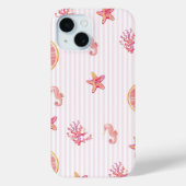 Pink Stripe Summer Marine Pattern Case-Mate iPhoneケース (裏面)