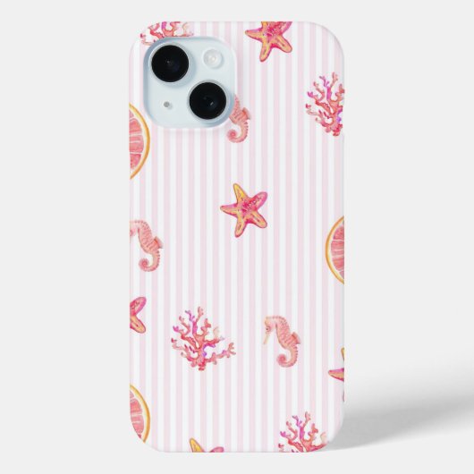 Pink Stripe Summer Marine Pattern Case-Mate iPhoneケース (裏面)