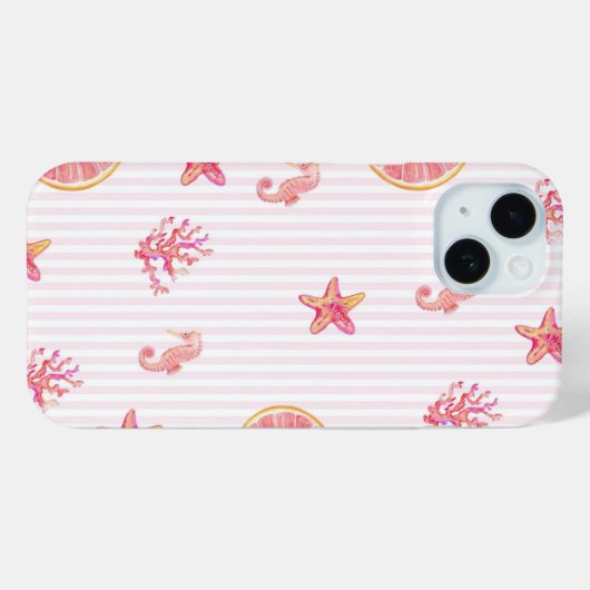 Pink Stripe Summer Marine Pattern Case-Mate iPhoneケース (裏面 (横))
