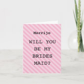 Pink Stripe “Will You Be My Bridesmaid?” Proposal 招待状 (正面)