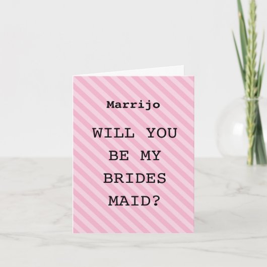 Pink Stripe “Will You Be My Bridesmaid?” Proposal 招待状 (正面)