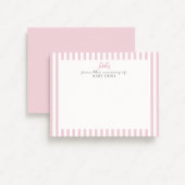  Pink Striped and Bow Baby Girl Nursery note card  招待状